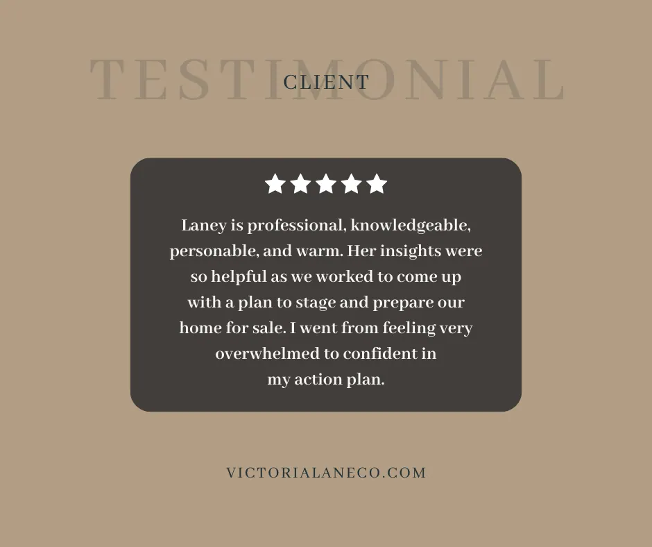 Client testimonial praising Dwelling Design interior design consulting, rated five stars
